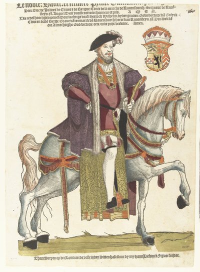 Portrait of Duke William of Cleves, Jülich and Berg, Count of Mark, Lord of Ravenstein on Horseback by Cornelis Anthonisz. (manner of)