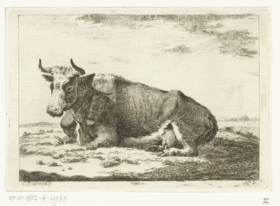 Landscape with Lying Horned Cow by Cornelis  Bisschop