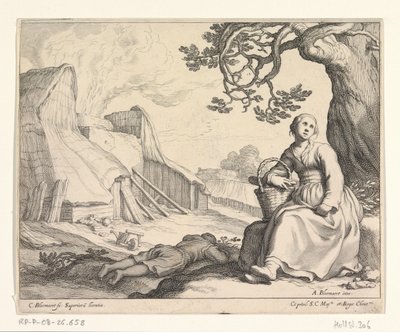 Woman by a Lime Kiln by Cornelis Bloemaert (II)