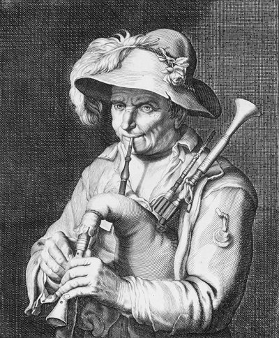 Man Playing Bagpipe by Cornelis Bloemaert