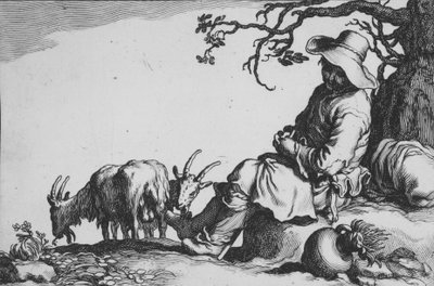 Pastoral with Goatherd and Goats, from the series Sixteen Peasant Subjects by Cornelis Bloemaert
