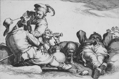 Peasants Drinking, from the series Sixteen Peasant Subjects by Cornelis Bloemaert