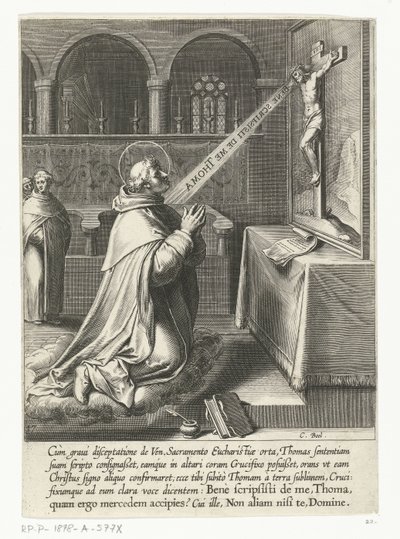 Saint Thomas Aquinas Speaking with a Crucifix by Cornelis Boel