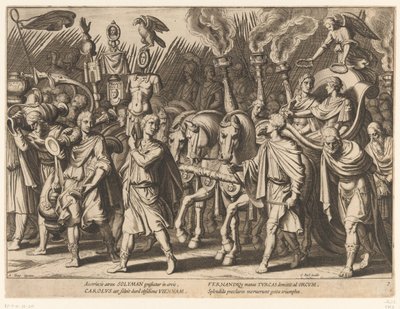 Triumphal Procession of Charles V and His Brother Ferdinand I after the Liberation of Vienna, 1529 (Triumphs of Charles V, series title) by Cornelis Boel