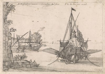 Galley Anchored in a Bay (Harbor Views) by Cornelis Bol