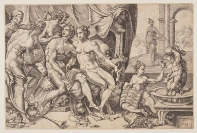 The Prodigal Son Squandering his Inheritance on Harlots by Cornelis Bos