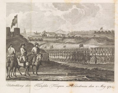 French troops leave Landrecy, 1794 by Cornelis Brouwer