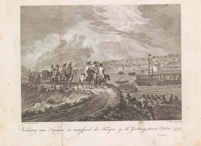 French Bombard the Retreating Troops on the Gier Bridge, 1794 by Cornelis Brouwer