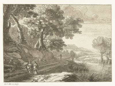 Italianate Landscape with Three Walkers by Cornelis Brouwer