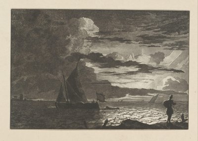 Man with Bag on Shoulder at Sunrise by Cornelis Brouwer