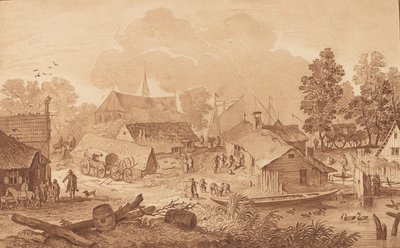 Village with Pond by Cornelis Brouwer