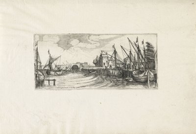 View of a Harbor with a Lock Landscapes (series title) by Cornelis Claesz van Wieringen (possibly)