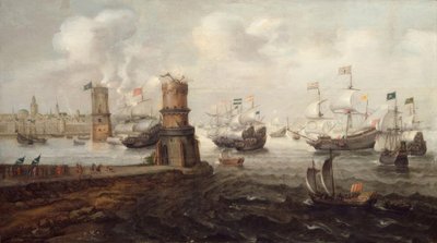 Capture of Damietta, 5th Crusade, 1219 / Painting by Wieringen by Cornelis Claesz  van Wieringen