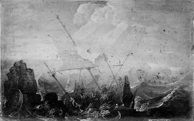 Shipwreck Against a Rock by Cornelis Claesz  van Wieringen