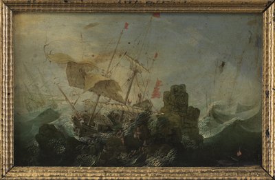 Shipwreck Against a Rock by Cornelis Claesz  van Wieringen