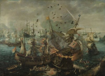 The Explosion of the Spanish Flagship during the Battle of Gibraltar, c.1621 by Cornelis Claesz  van Wieringen