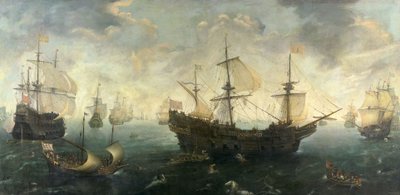 The Spanish Armada off the English Coast in 1588, c.1620-25 by Cornelis Claesz  van Wieringen