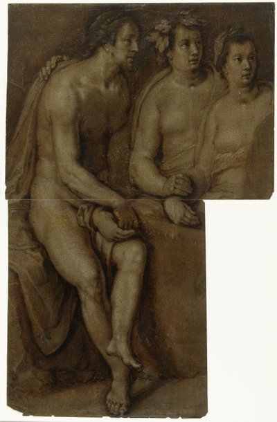 Studies of a Seated Naked Man and Two Women, Half-Length by Cornelis Cornelisz. van Haarlem