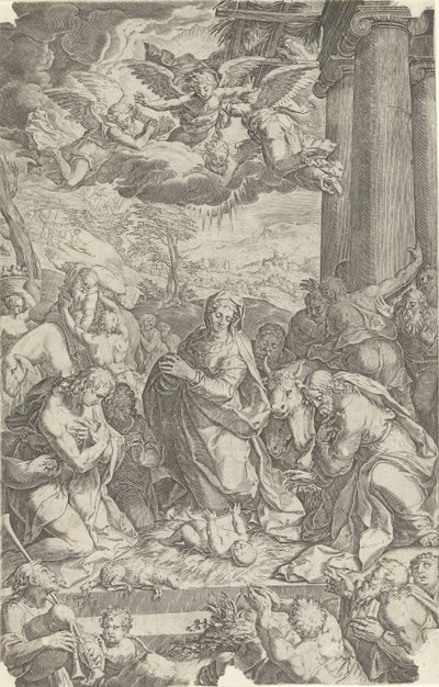 Adoration by the Shepherds by Cornelis Cort
