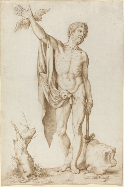Allegory of Poverty Hindering Wit by Cornelis Cort