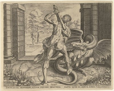 Hercules Steals the Golden Apples of the Hesperides Works of Hercules (series title) by Cornelis Cort