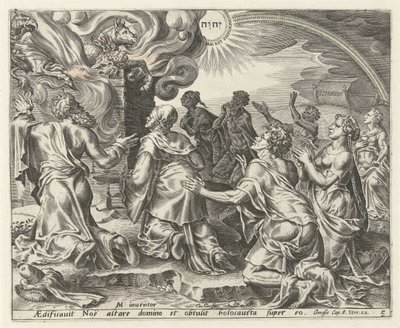 The Sacrifice of Noah (series: History of Noah) by Cornelis Cort
