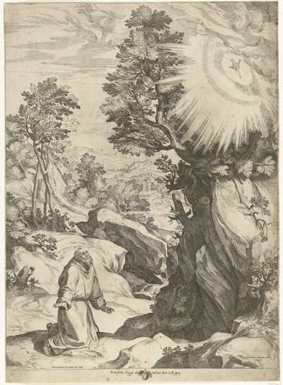 Landscape with the Vision of St. Francis of Assisi by Cornelis Cort