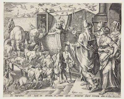 Noah, His Family and the Animals Boarding the Ark by Cornelis Cort