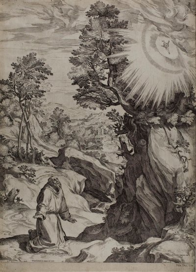 Saint Francis Penitent in a Large Landscape by Cornelis Cort