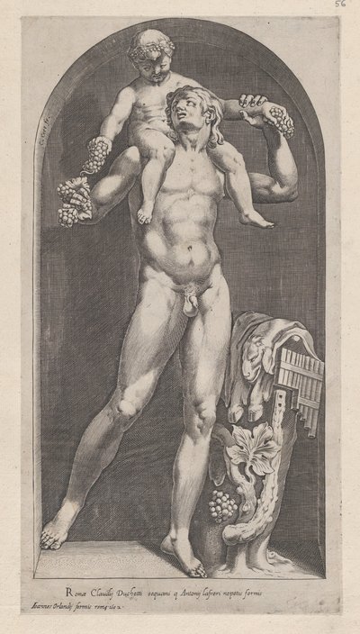 Speculum Romanae Magnificentiae: Bacchus on the Shoulders of a Satyr by Cornelis Cort
