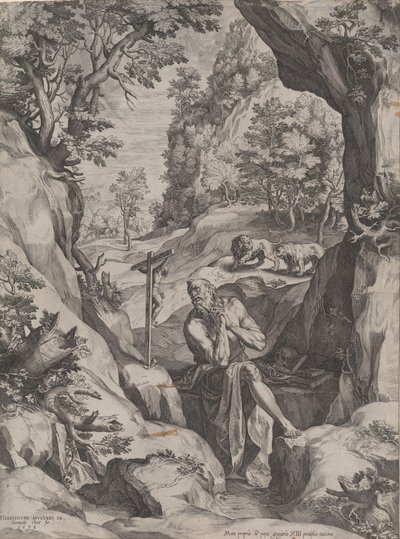 St Jerome Penitent in the Wilderness, 1573 by Cornelis Cort