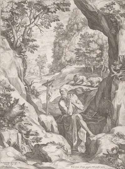 St Jerome Penitent in the Wilderness, 1573 by Cornelis Cort