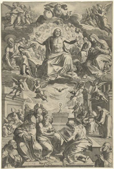 Dispute Among the Church Fathers Over the Holy Sacrament by Cornelis Cort