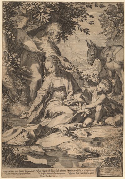 The Rest on the Return from Egypt by Cornelis Cort after Federico Barocci
