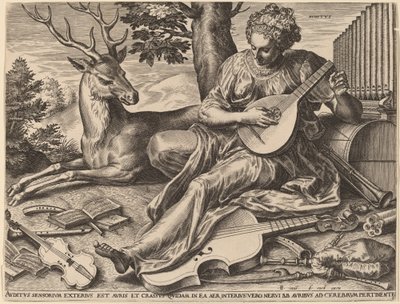 Hearing by Cornelis Cort after Frans Floris I