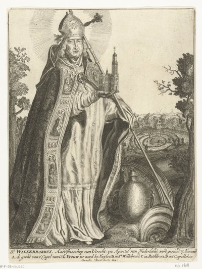 Saint Willibrord as Archbishop with Church Model of Utrecht Cathedral by Cornelis Danckerts (I)