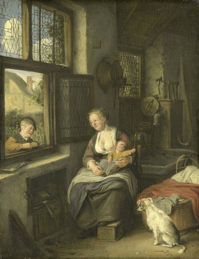 A Mother with her Children by Cornelis Dusart