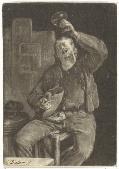 Laughing Drinker by Cornelis Dusart