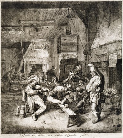 The Violin Player Seated in the Inn by Cornelis Dusart