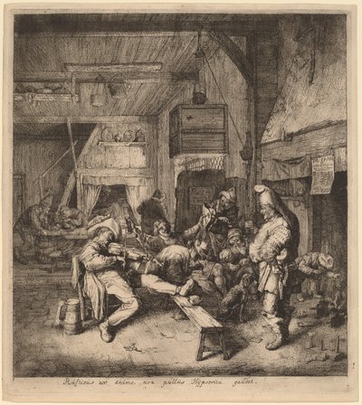 Violin Player Seated in a Tavern by Cornelis Dusart