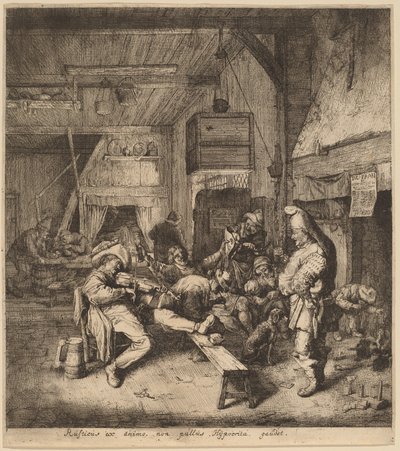 Violin Player Seated in a Tavern by Cornelis Dusart