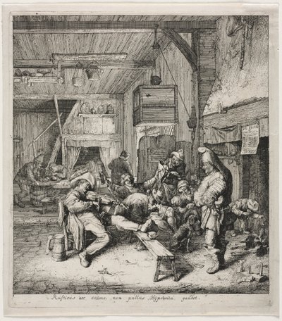 Violin Player Seated in the Inn by Cornelis Dusart