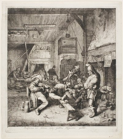Violin Player Seated in the Inn by Cornelis Dusart
