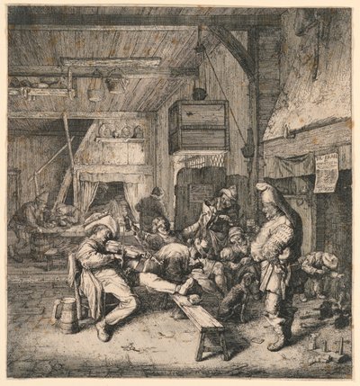 Violinist Seated in the Inn by Cornelis Dusart