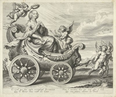 Clara Isabella de Ligne-Arenberg (?) in a Triumphal Chariot by Cornelis Galle (I)