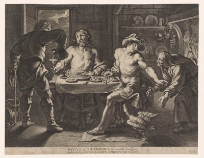 Jupiter and Mercury in the house of Philemon and Baucis by Cornelis Galle (I)