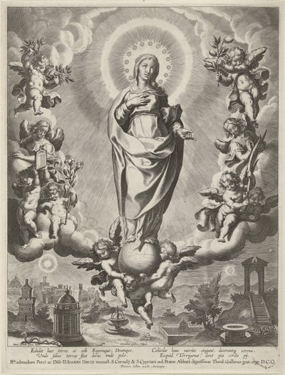 Mary on a Globe, Surrounded by Angels by Cornelis Galle (I)