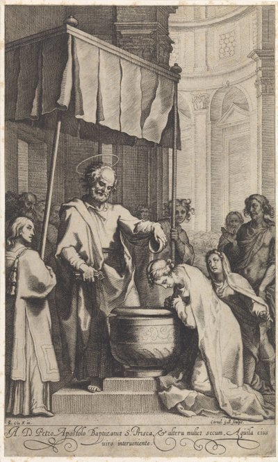 Peter Baptizes Saint Prisca of Rome by Cornelis Galle (I)