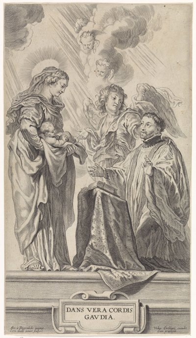 An Unknown Saint (Ignatius of Loyola?) Kneeling Before Mary with Child by Cornelis Galle (II)