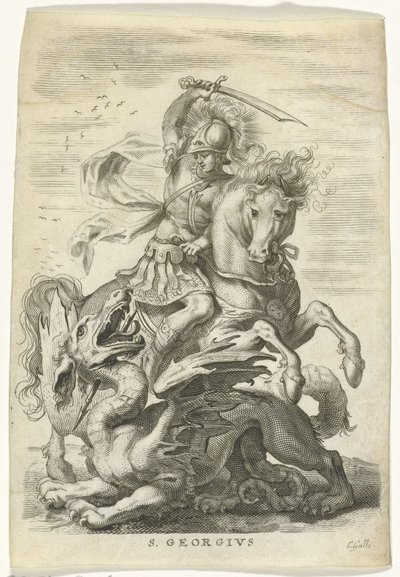 Saint George Fighting the Dragon by Cornelis Galle (II)